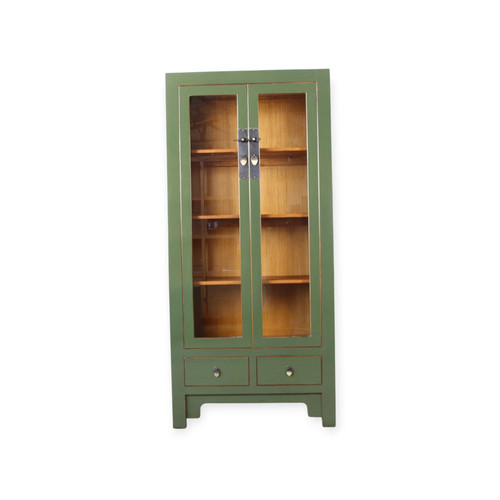 Chinesische vitrine olivgrün - vitrine,